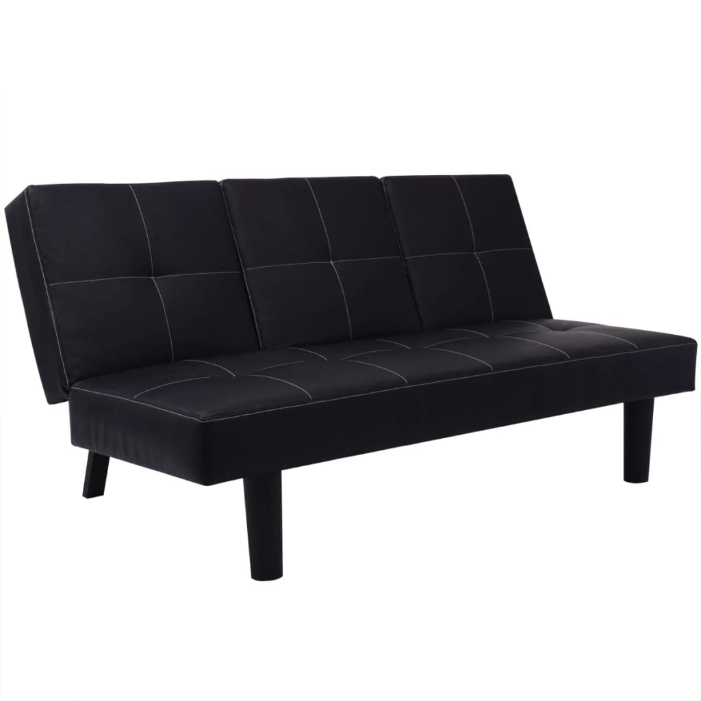 vidaXL fekete műbőr kanapéágy lenyitható asztallal