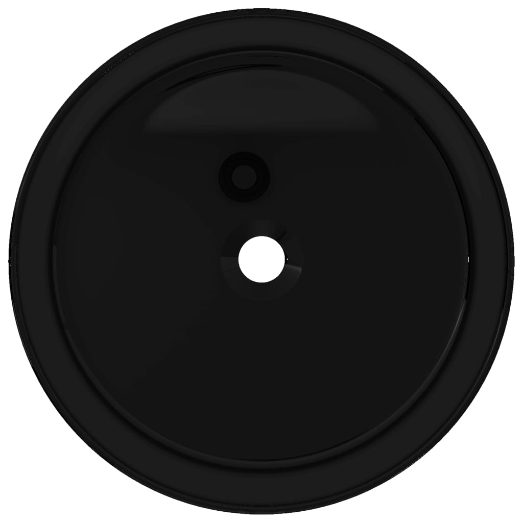 vidaXL kerek, fekete kerámia mosdókagyló 40 x 15 cm
