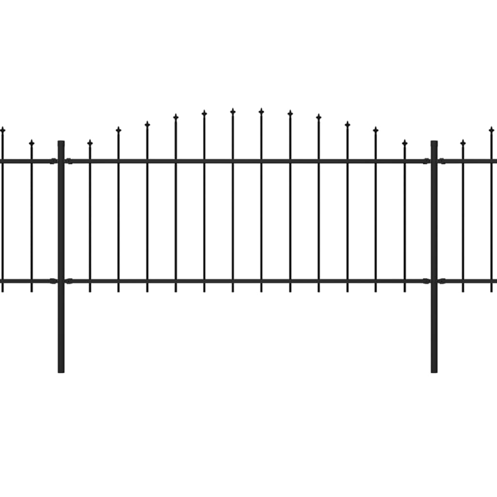 vidaXL fekete lándzsahegy tetejű acélkerítés (0,5-0,75) x 1,7 m