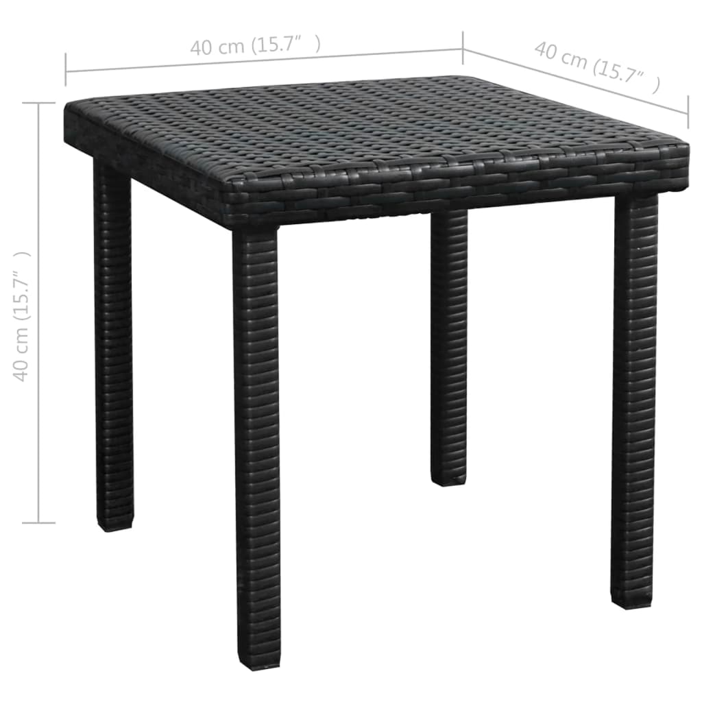 vidaXL fekete polyrattan napozóágy párnával és asztallal