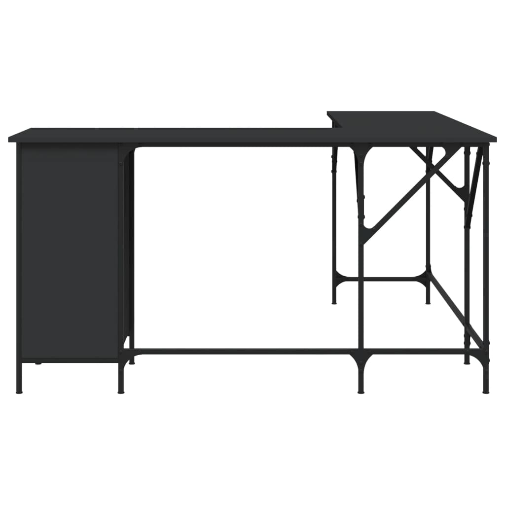 vidaXL fekete szerelt fa íróasztal 141x141x75 cm
