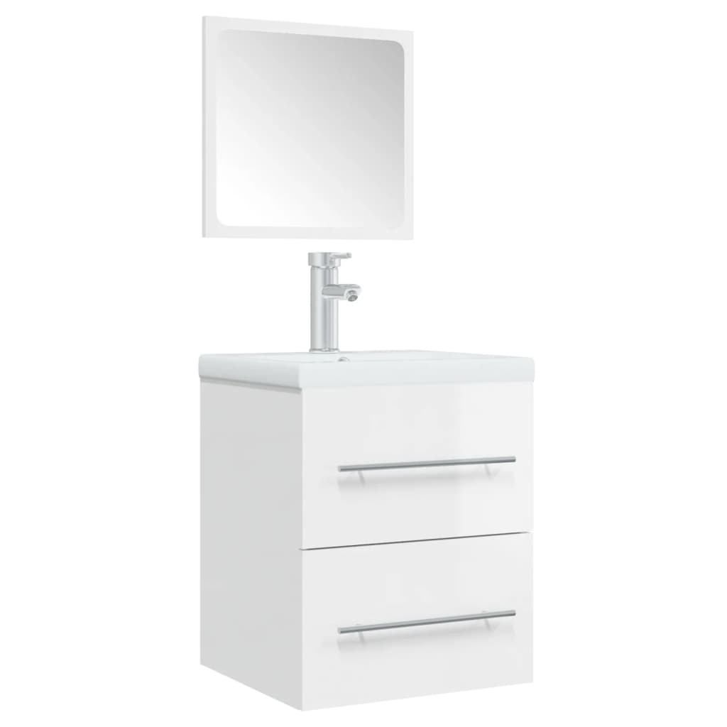 vidaXL magasfényű fehér tükrös fürdőszobaszekrény 41 x 38,5 x 48 cm