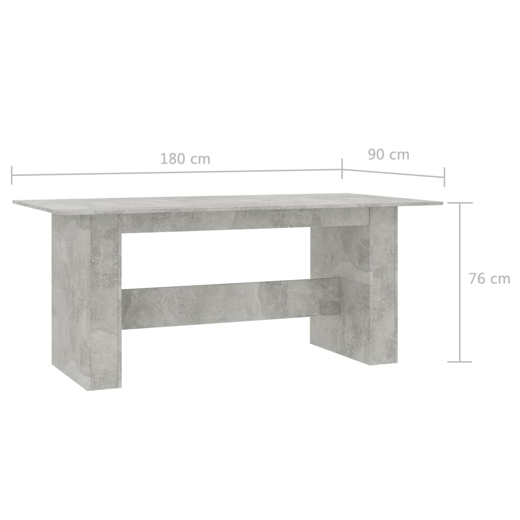 vidaXL betonszürke forgácslap étkezőasztal 180 x 90 x 76 cm