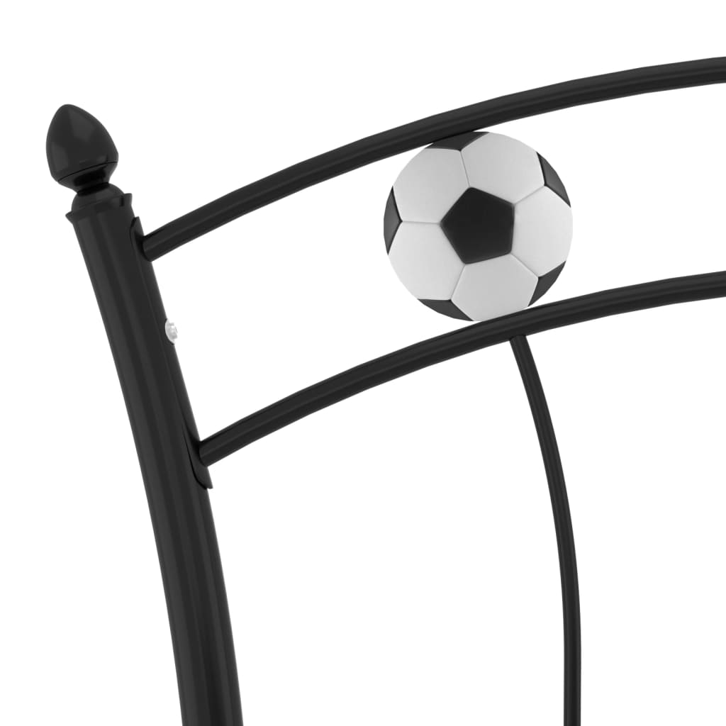 vidaXL fekete fém ágykeret focis dizájnnal 90 x 200 cm