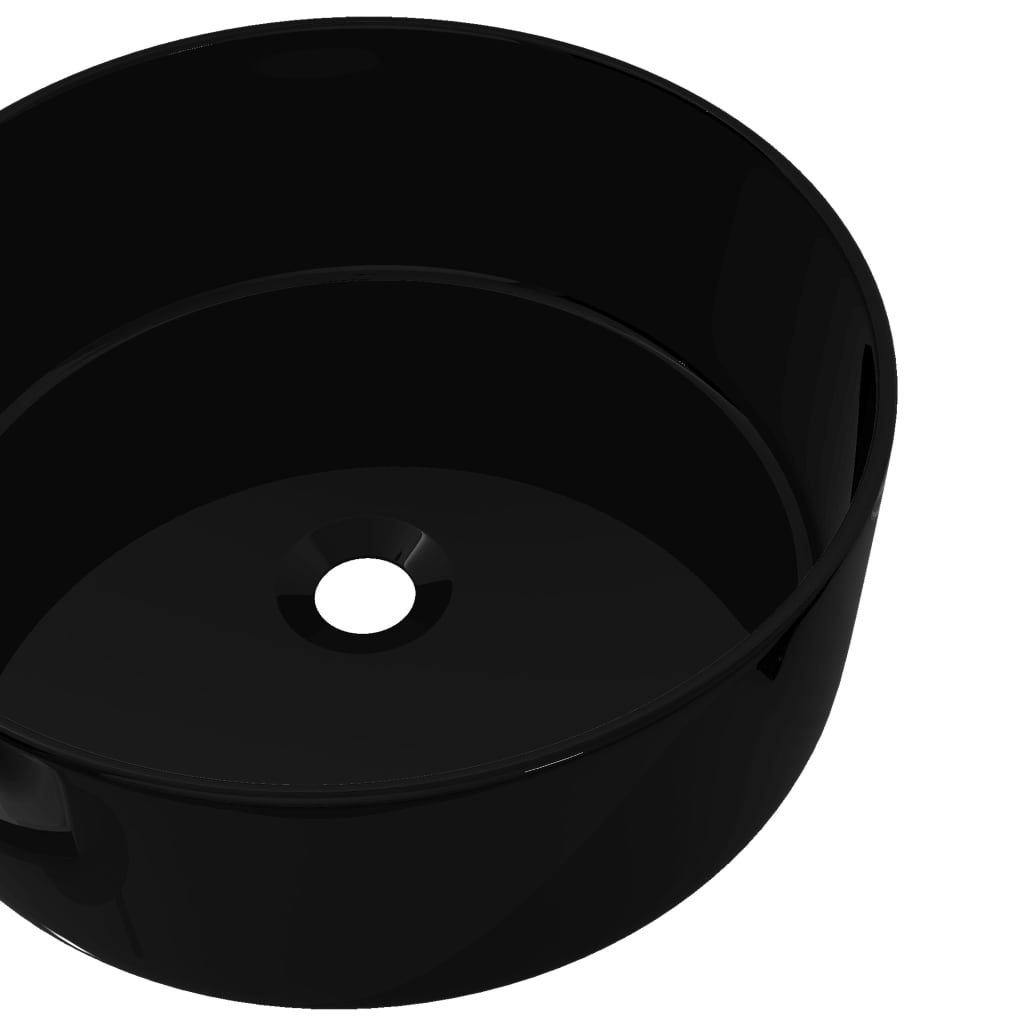 vidaXL kerek, fekete kerámia mosdókagyló 40 x 15 cm