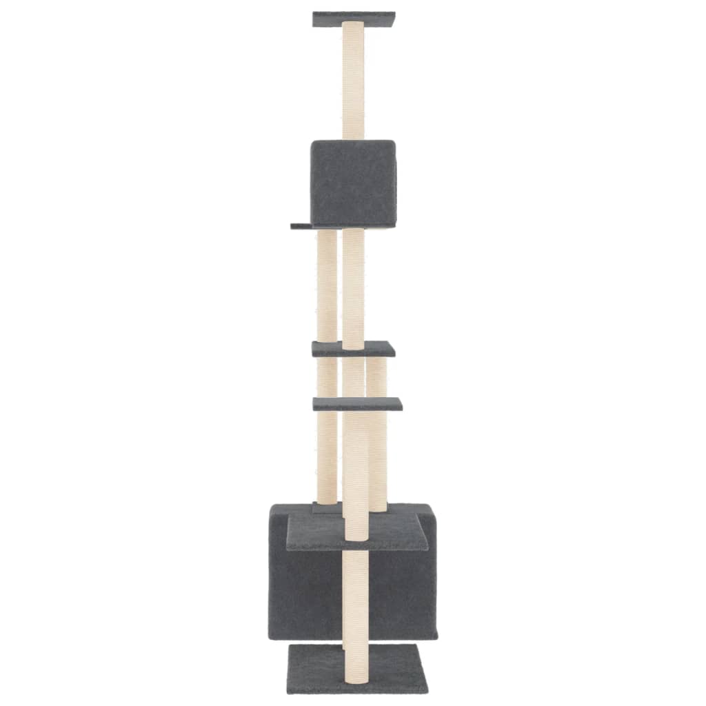 vidaXL sötétszürke macskabútor szizál kaparófákkal 180 cm