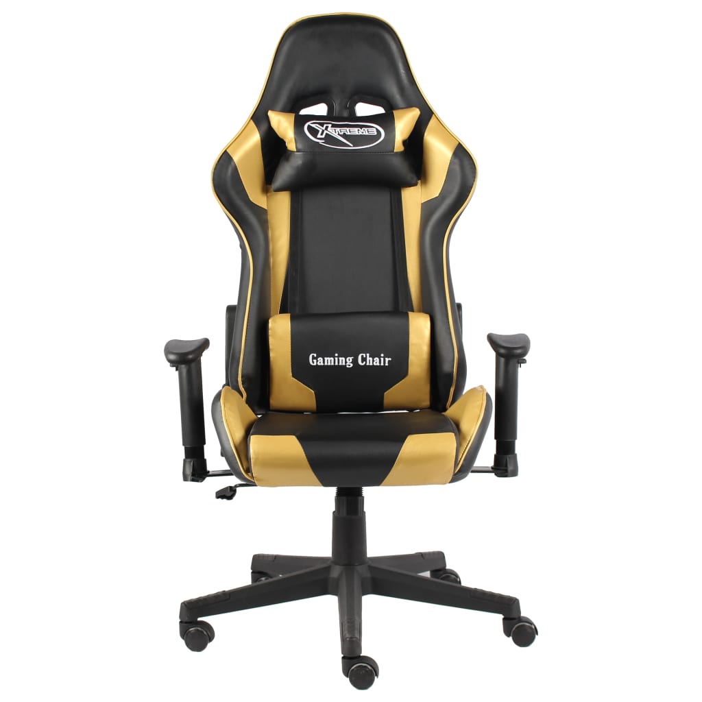 vidaXL aranyszínű PVC forgó gamer szék
