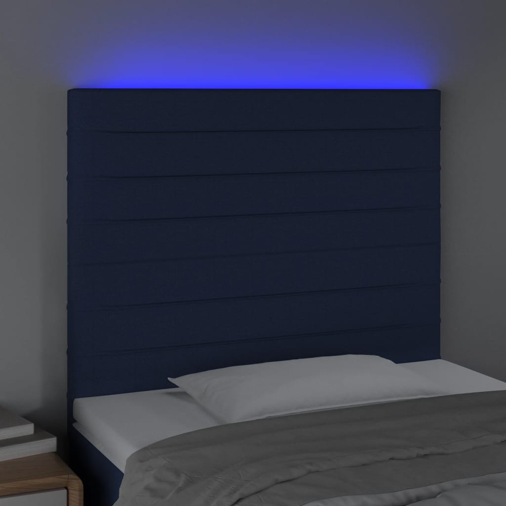 vidaXL kék szövet LED-es fejtámla 100x5x118/128 cm