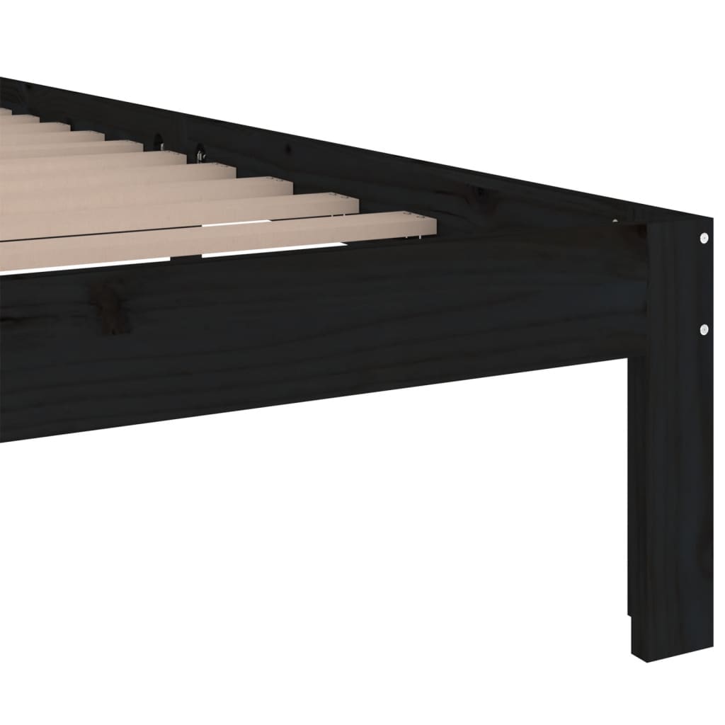 vidaXL fekete tömör fa ágykeret 140 x 190 cm