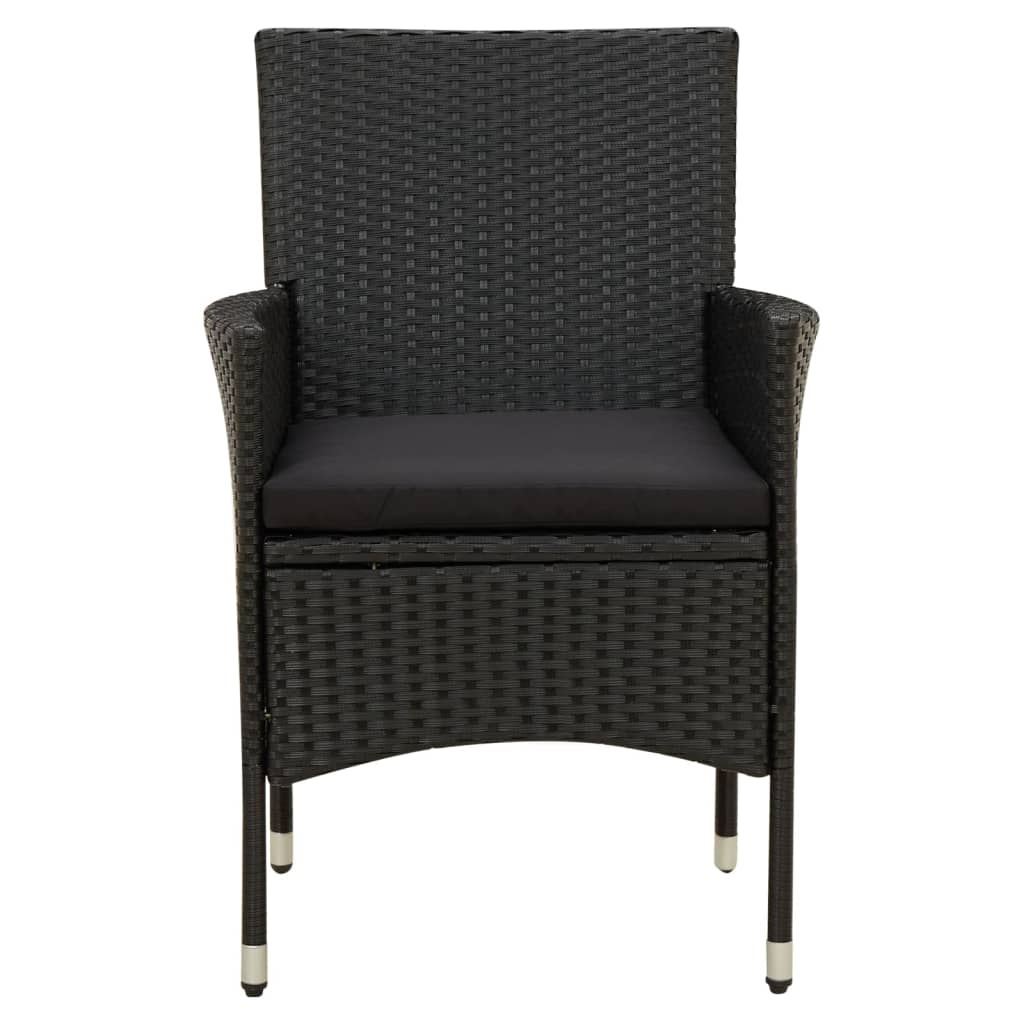 vidaXL 2 db fekete polyrattan kerti szék párnával