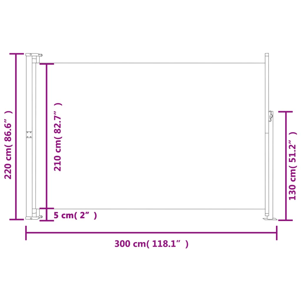 vidaXL szürke behúzható oldalsó terasznapellenző 220 x 300 cm