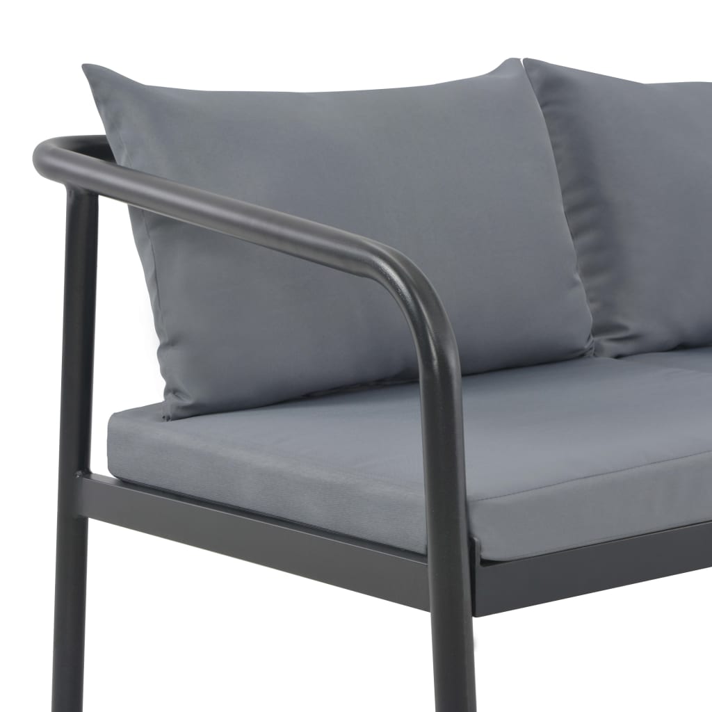 vidaXL szürke kétszemélyes alumínium kerti kanapé párnákkal