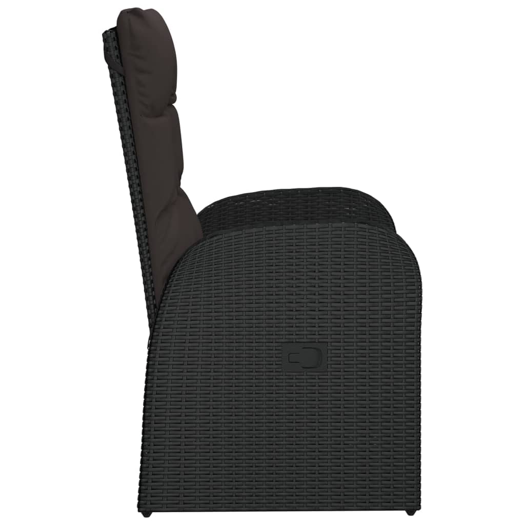 vidaXL 2 db fekete dönthető polyrattan kerti szék párnával