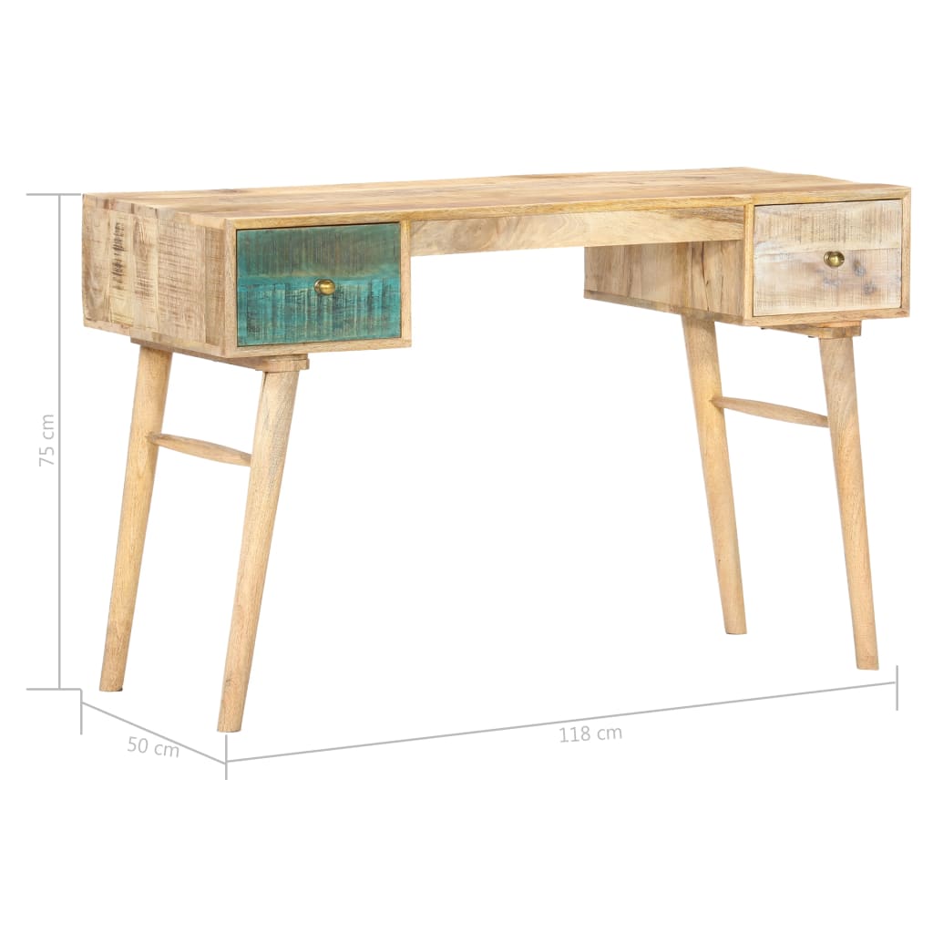 vidaXL tömör mangófa íróasztal 118 x 50 x 75 cm