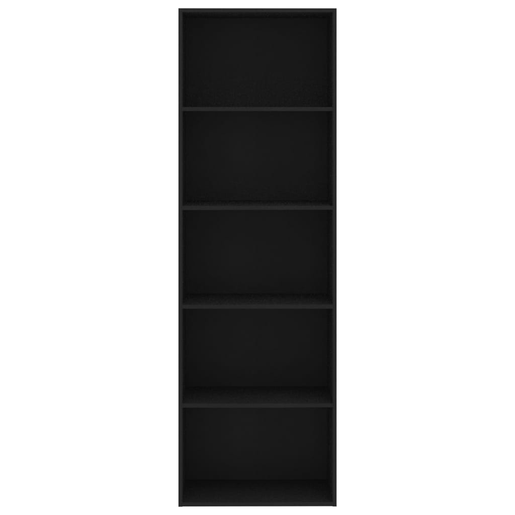 vidaXL 5-szintes fekete forgácslap könyvszekrény 60 x 30 x 189 cm