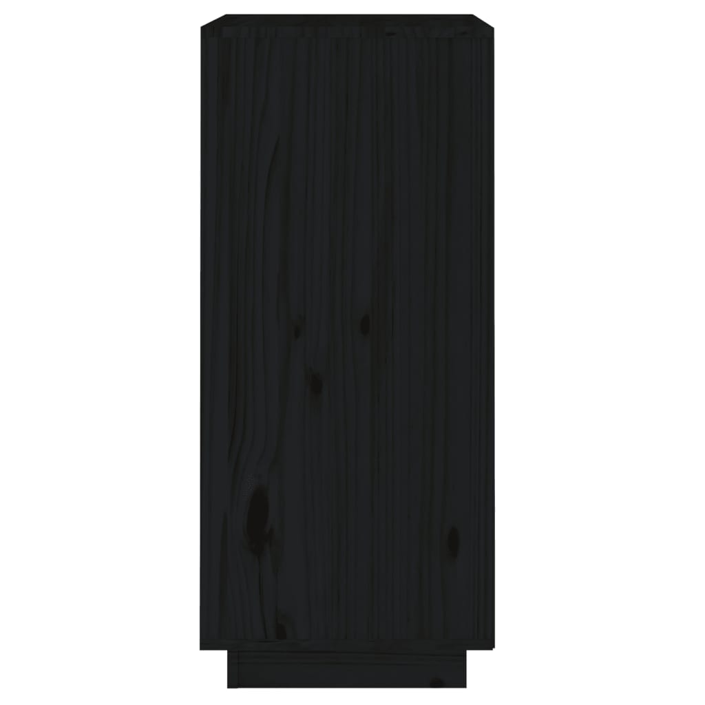 vidaXL fekete tömör fenyőfa tálalószekrény 38x35x80 cm