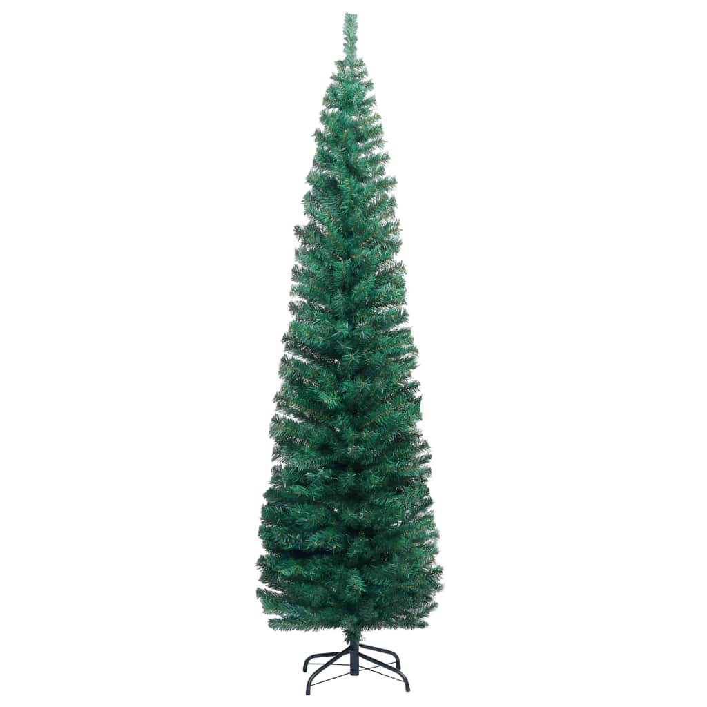 vidaXL zöld megvilágított vékony műkarácsonyfa gömb szettel 210 cm