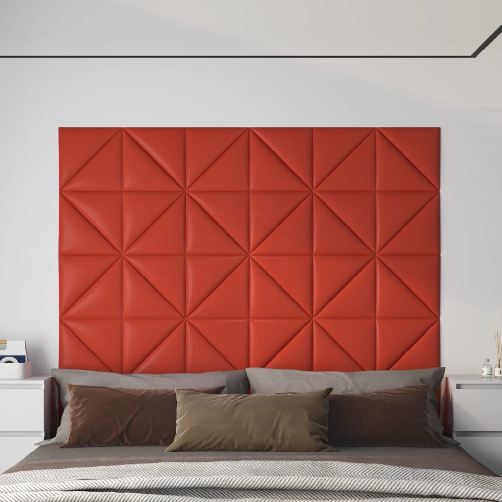 vidaXL 12 db piros műbőr fali panel 30 x 30 cm 0,54 m²