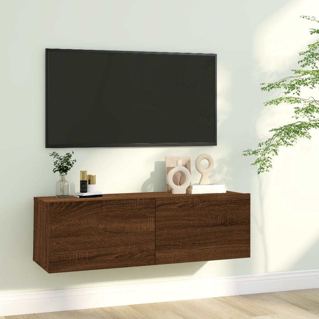 vidaXL barna tölgyszínű szerelt fa fali TV-szekrény 100 x 30 x 30 cm