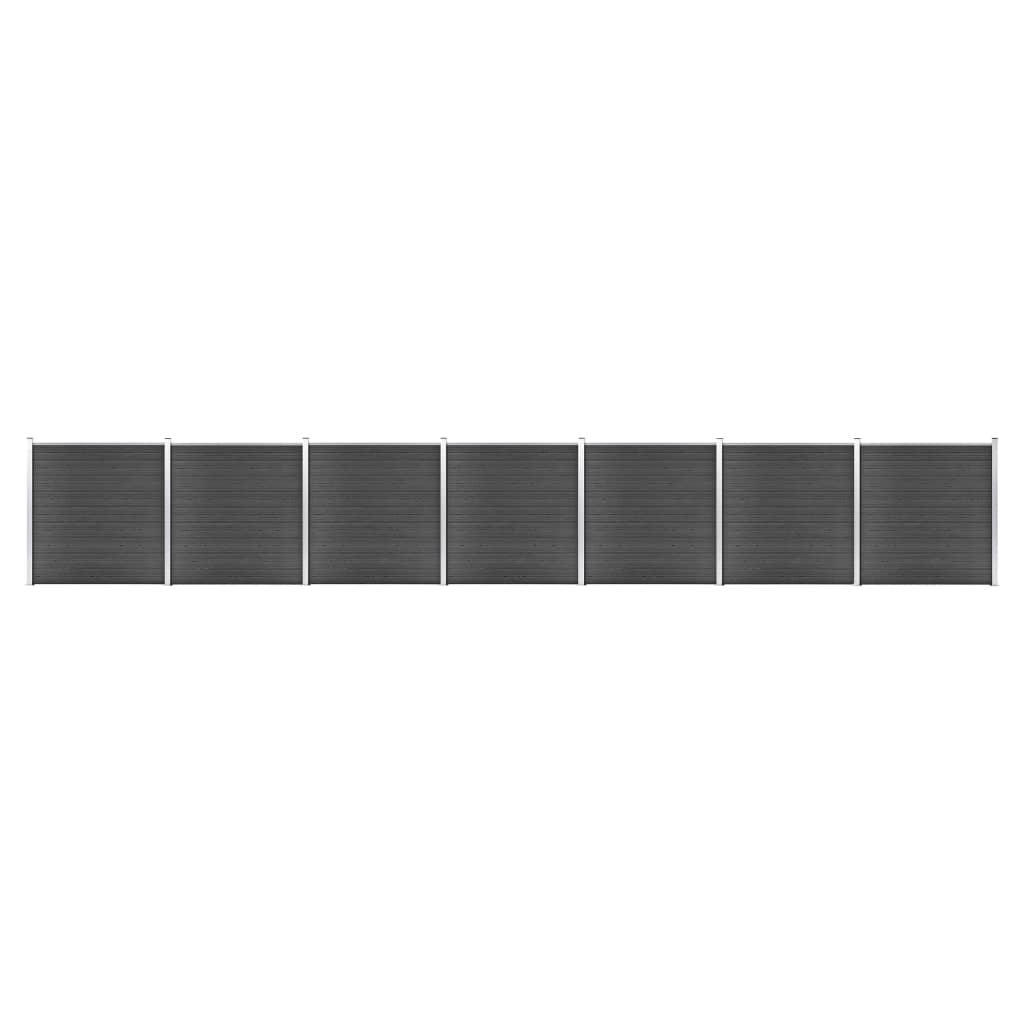 vidaXL fekete WPC kerítéspanelszett 1218 x 186 cm