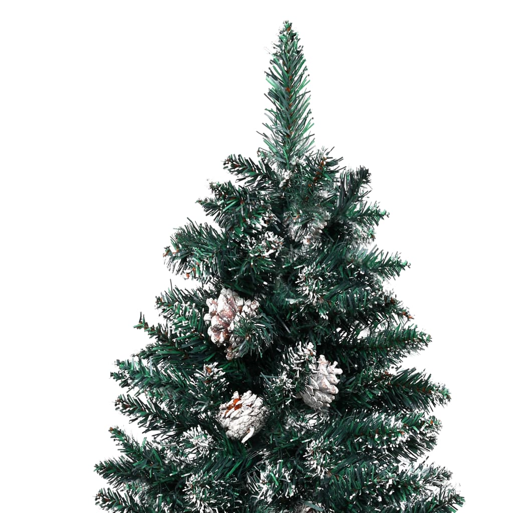 vidaXL zöld vékony karácsonyfa valódi fával és fehér hóval 180 cm