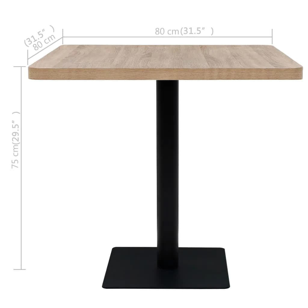 vidaXL tölgyfa színű MDF/acél bisztró asztal 80 x 80 x 75 cm