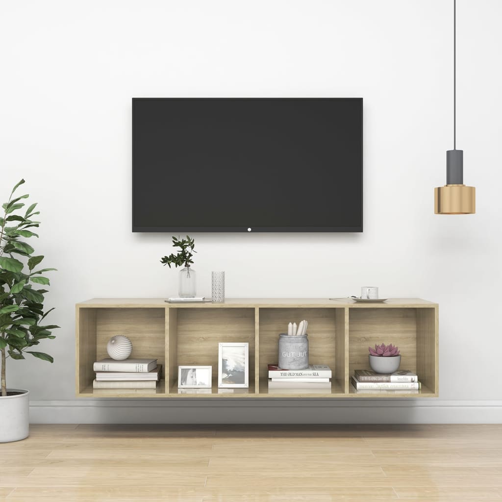 vidaXL sonoma-tölgy színű forgácslap fali TV-szekrény 37x37x142,5 cm