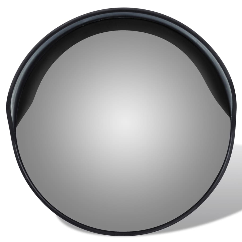 Fekete PC műanyag konvex kültéri közlekedési tükör 30 cm