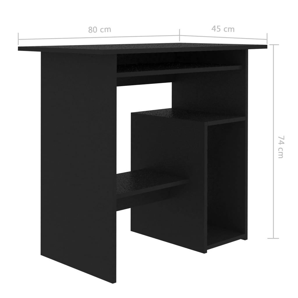 vidaXL fekete forgácslap íróasztal 80 x 45 x 74 cm