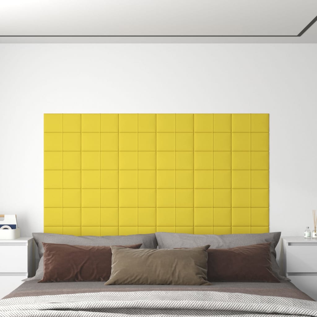 vidaXL 12 db világossárga szövet fali panel 30 x 15 cm 0,54 m²