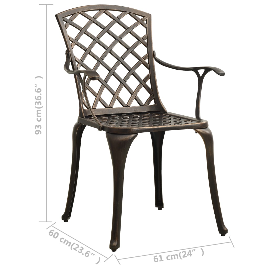 vidaXL 4 db bronzszínű öntött alumínium kerti szék