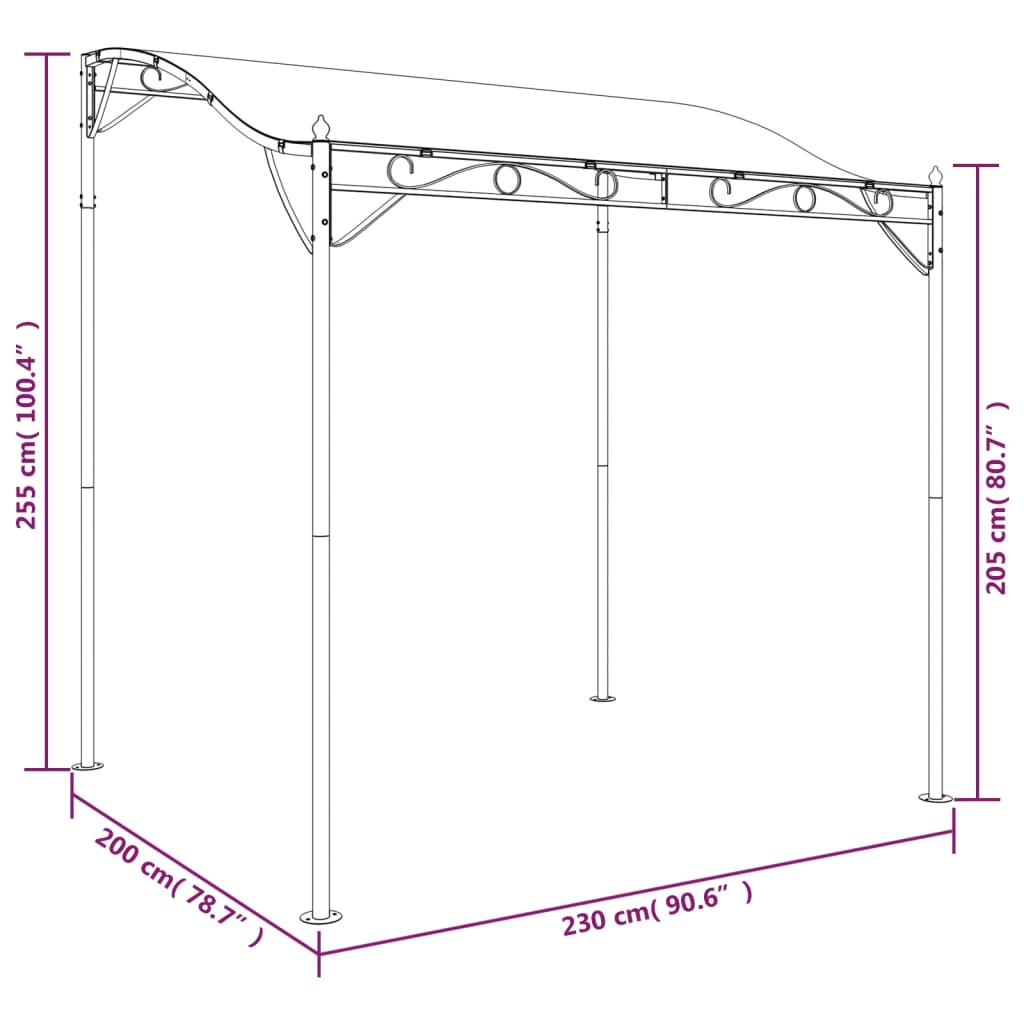 vidaXL antracitszürke szövet és acél pavilon 2 x 2,3 m 180 g/m²