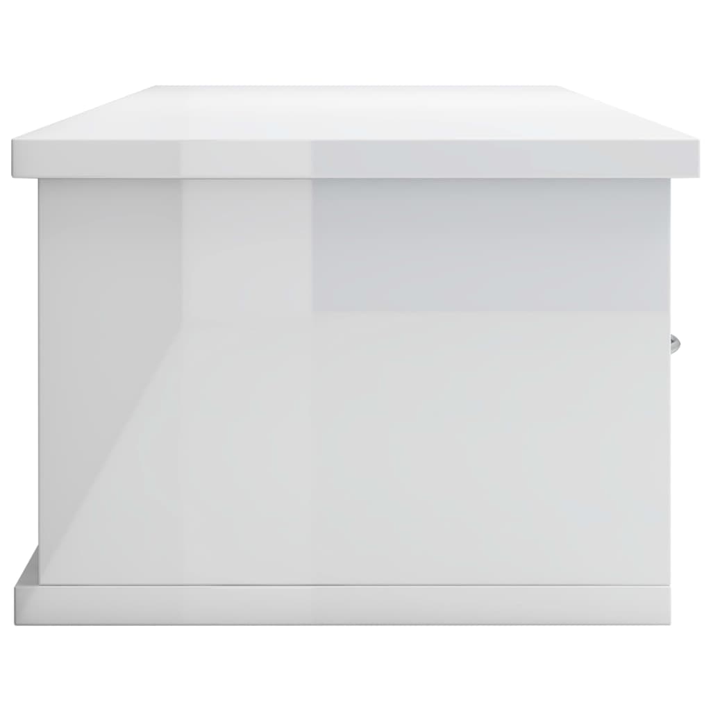 vidaXL magasfényű fehér falra szerelhető forgácslap fiókos polc 88x26x18,5 cm
