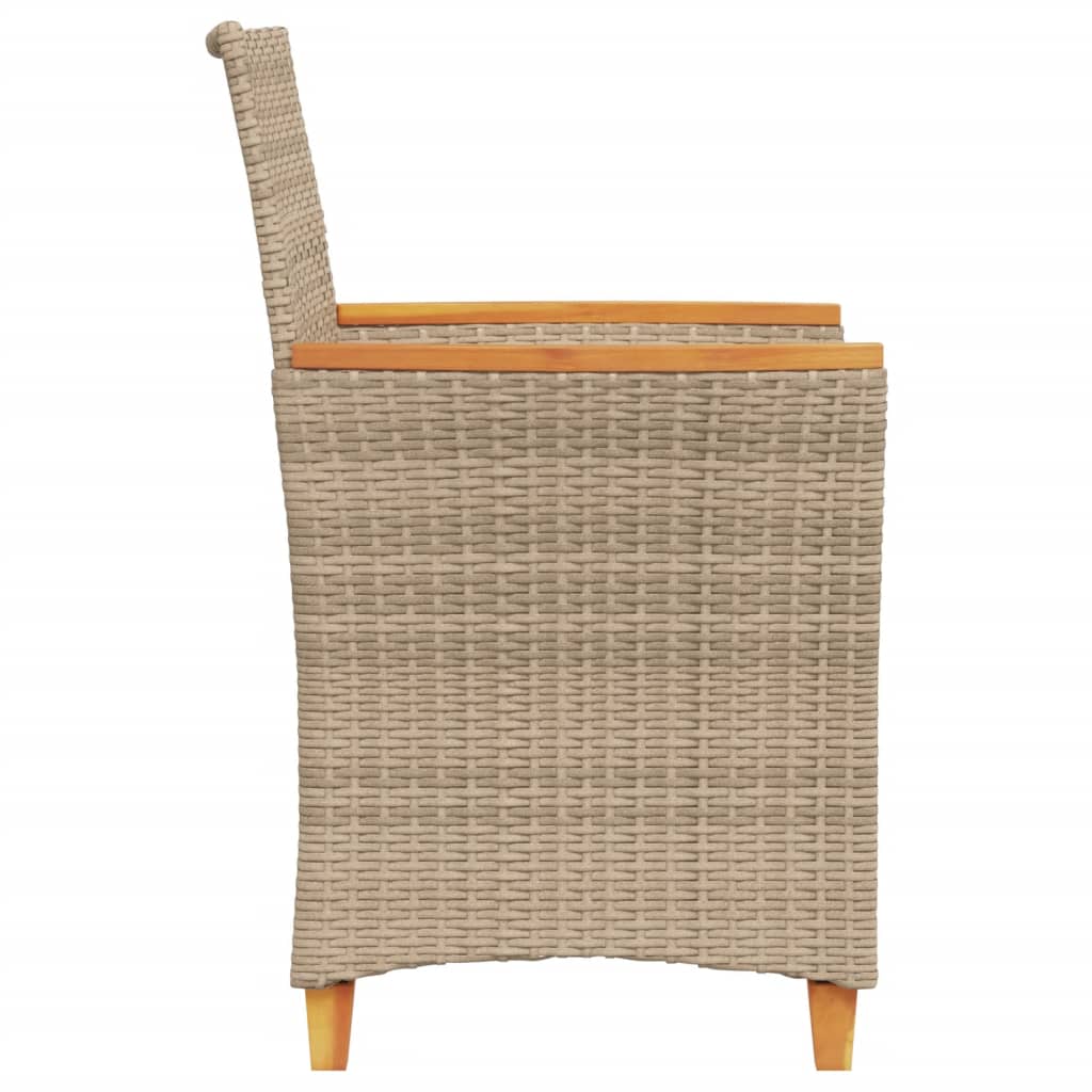 vidaXL 2 db bézs polyrattan és tömör fa kerti szék párnával