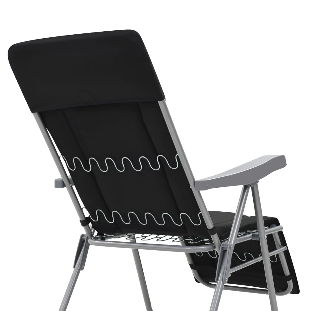 vidaXL 2 db fekete összecsukható kerti szék párnával