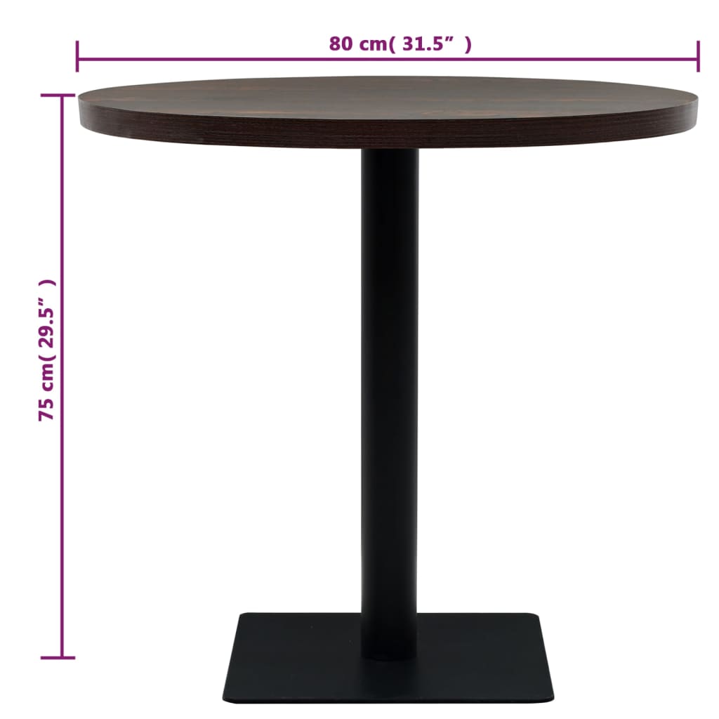 vidaXL kerek, sötét hamuszínű MDF/acél bisztró asztal 80 x 75 cm