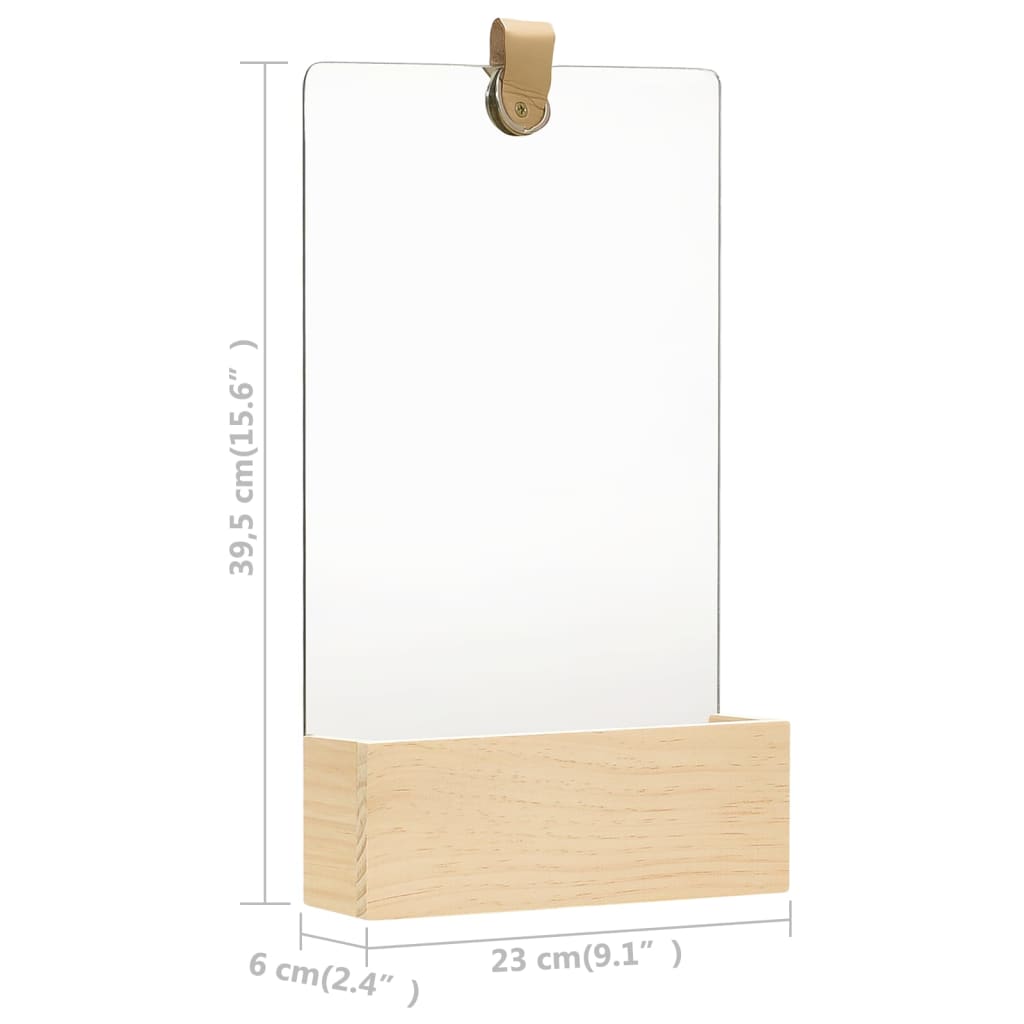 vidaXL tömör fenyőfa fali tükör 23 x 39,5 cm