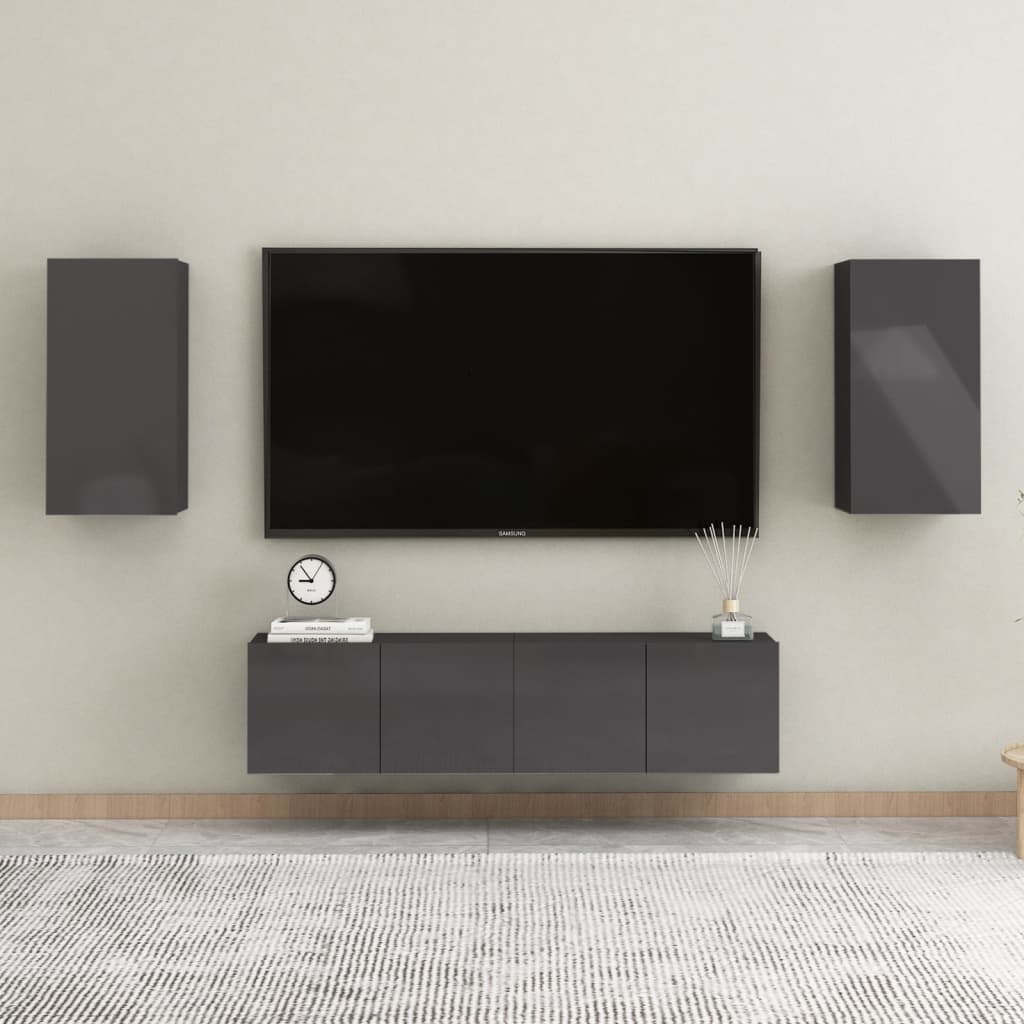 vidaXL magasfényű szürke forgácslap TV-szekrény 30,5 x 30 x 60 cm