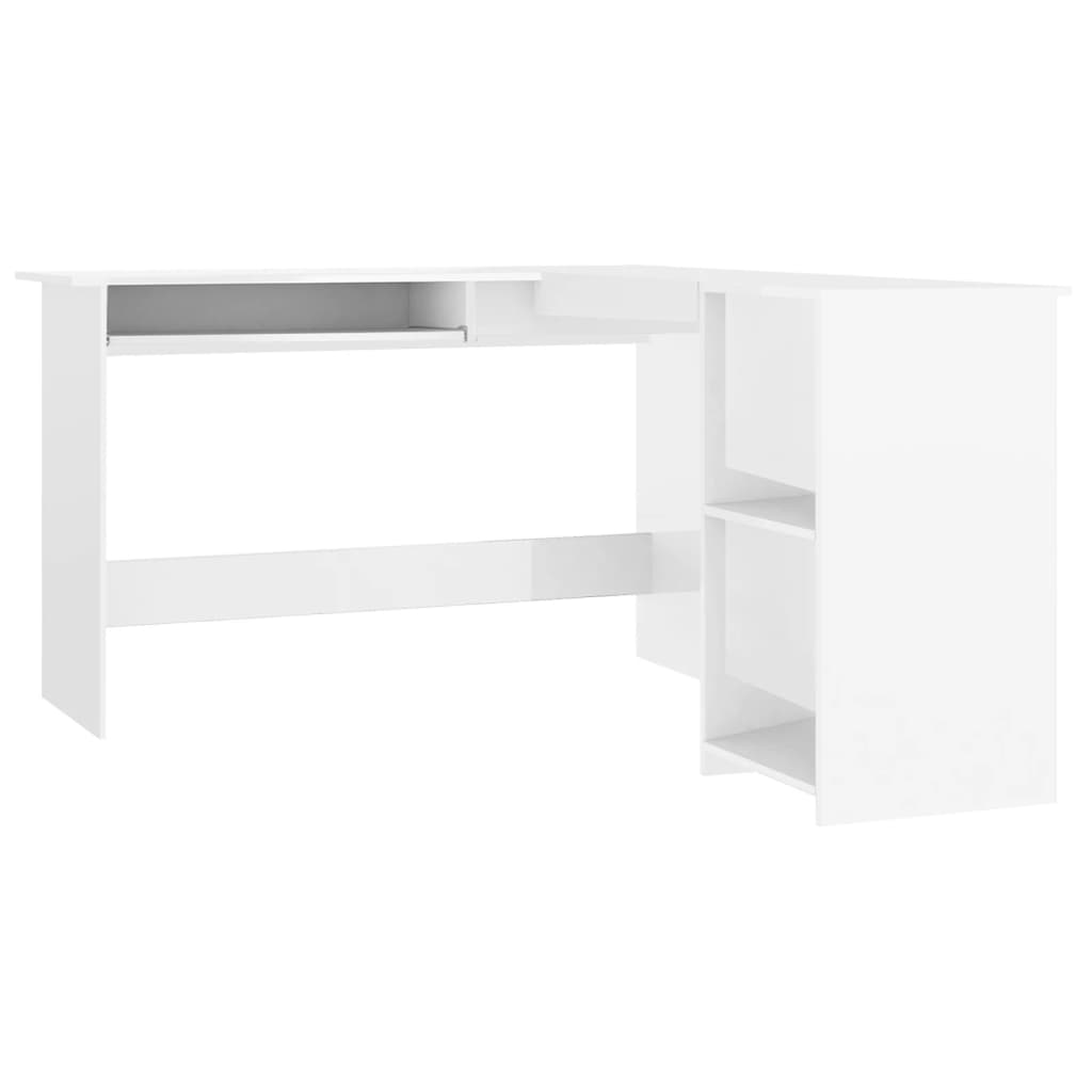 vidaXL fehér magasfényű L-alakú sarok-íróasztal 120 x 140 x 75 cm