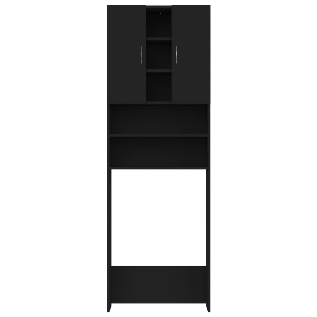 vidaXL fekete mosógépszekrény 64 x 25,5 x 190 cm