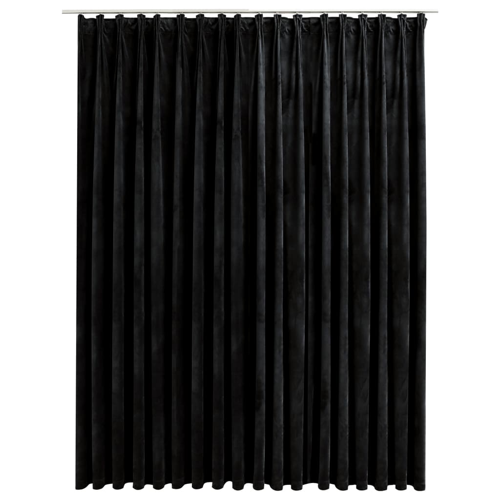 vidaXL fekete bársony sötétítőfüggöny kampókkal 290 x 245 cm