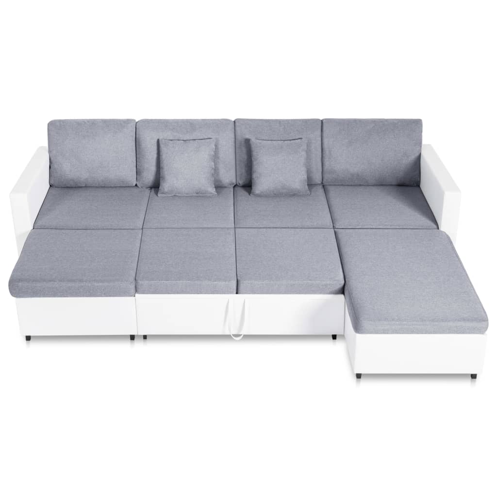 vidaXL 4 személyes fehér kihúzható műbőr kanapéágy
