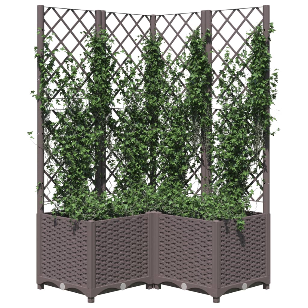 vidaXL barna polipropilén rácsos kerti ültetőláda 80 x 80 x 136 cm