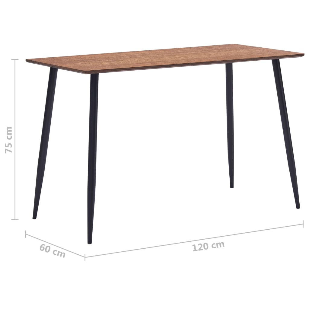 vidaXL barna MDF étkezőasztal 120 x 60 x 75 cm