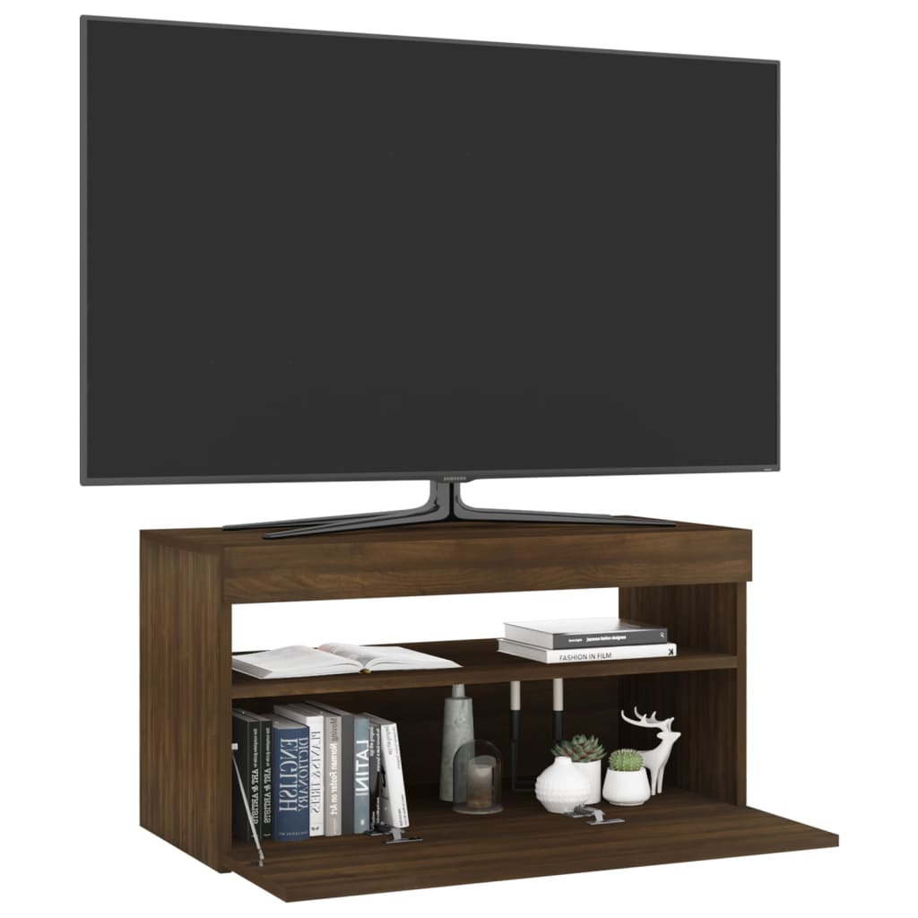 vidaXL barna tölgy színű TV-szekrény LED-világítással 75 x 35 x 40 cm