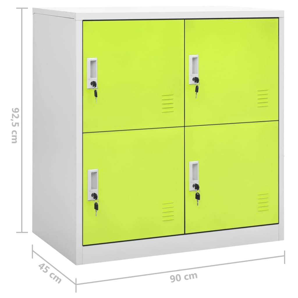 vidaXL 2 db világosszürke-zöld acél zárható szekrény 90x45x92,5 cm