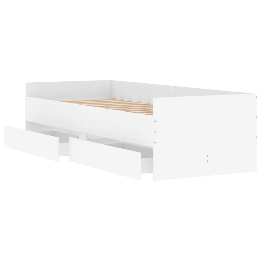 vidaXL fehér kicsi egyszemélyes ágykeret fiókokkal 75 x 190 cm