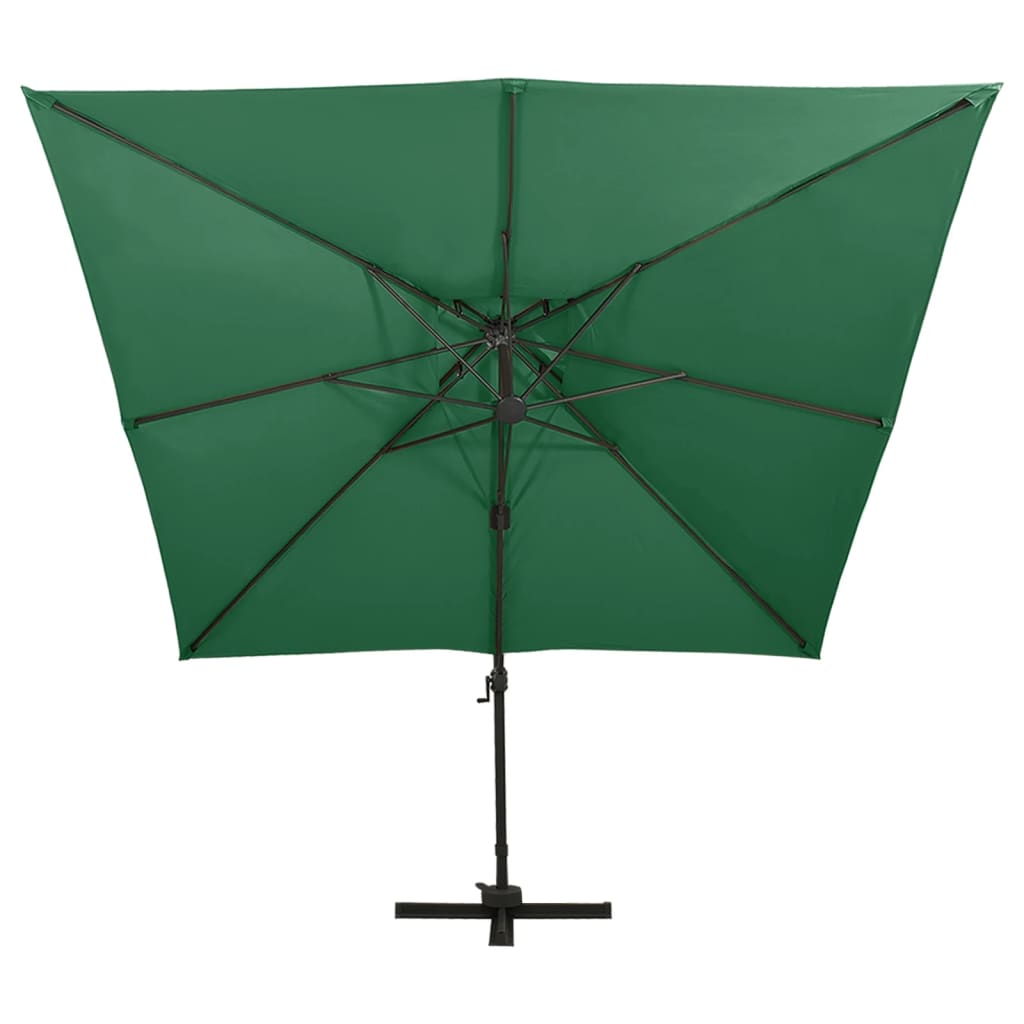 vidaXL zöld dupla tetejű konzolos napernyő 300 x 300 cm