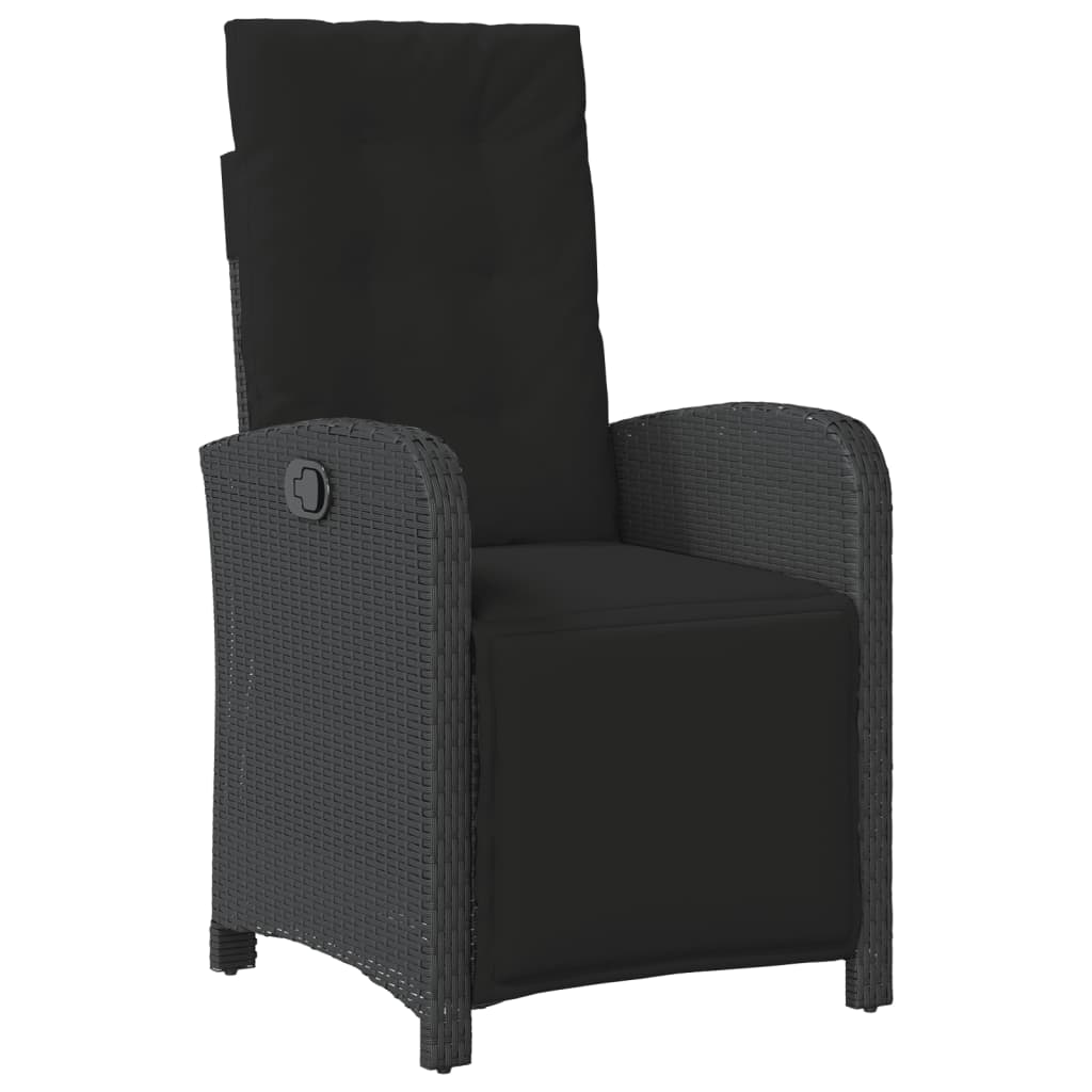 vidaXL fekete polyrattan dönthető kerti szék lábtartóval