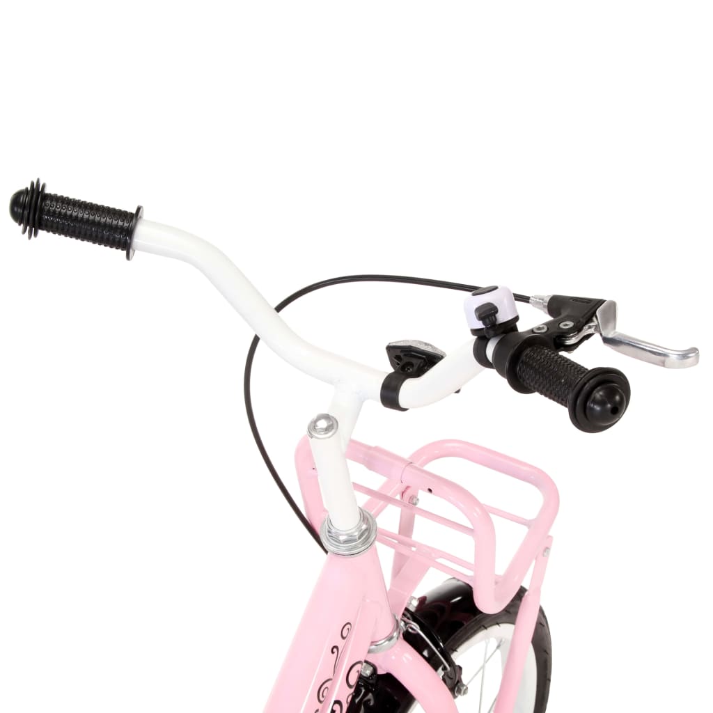 vidaXL fehér és rózsaszín gyerekkerékpár elülső hordozóval 14"